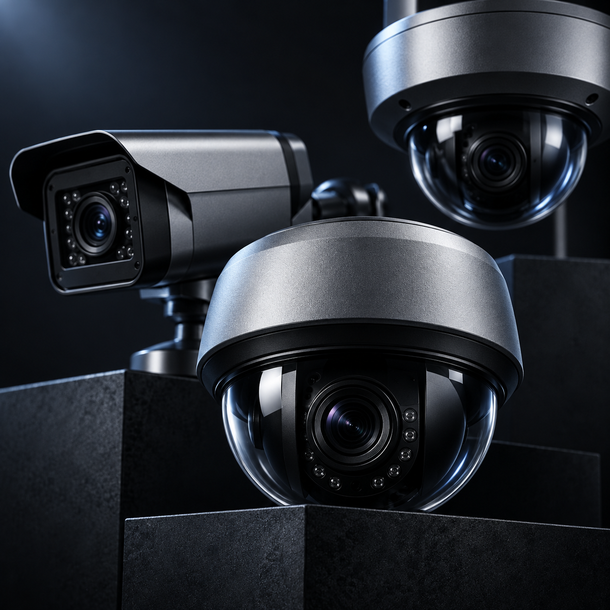 Imagen conceptual de cámaras de vigilancia modernas