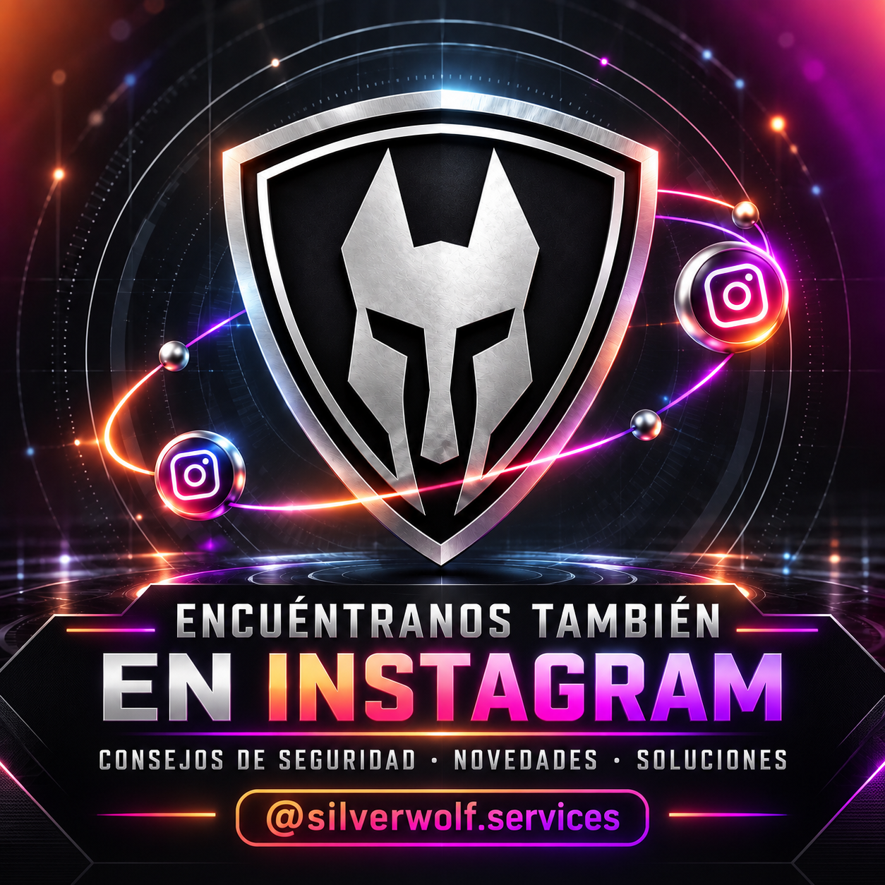 Emblema Silver Wolf Services conectado con Instagram